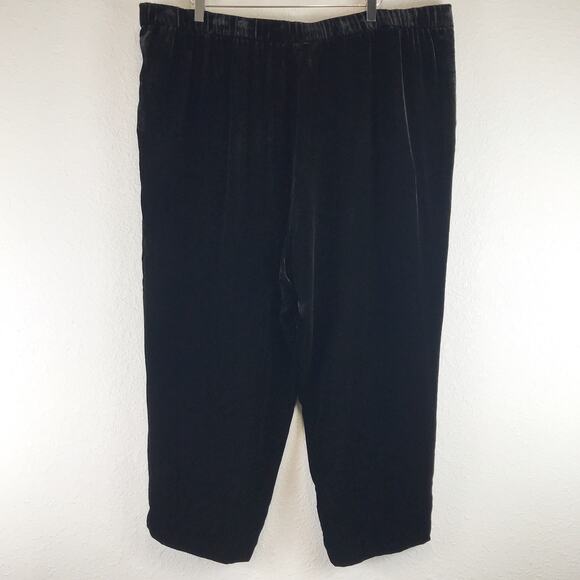 Eileen Fisher Woman Rayon Silk Velvet Pull-On Pants Pockets Black Plus Size 3X - Picture 2 of 13